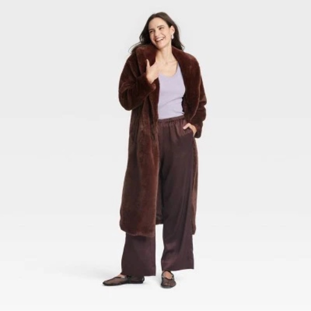 A New Day - Women's Mid-Rise Satin Pull-On Pants Brown 2x NWT